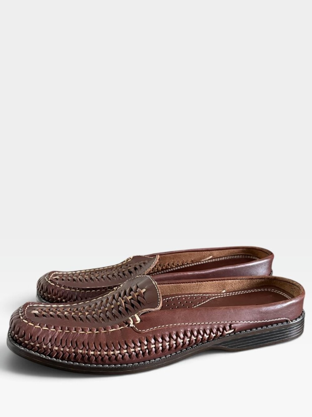 BASS Amaris Woven Leather Mules In Brown Size 9.5